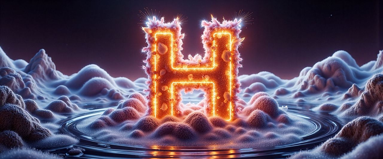 云雾海中的火焰文字H