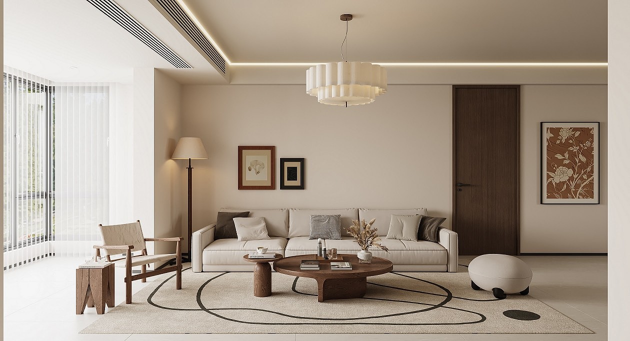 现代诧寂风客餐厅效果图表现