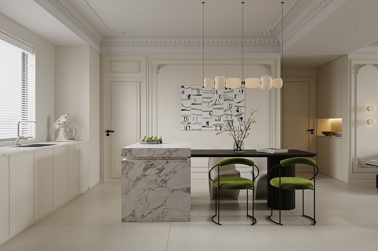 简约现代设计手法碰撞法式元素，营造出轻法式风格（图ZMzc4MjU4MTM2） - 家装设计 - 站酷设计师夏天小可爱效果图原创素材 - 站酷ZCOOL