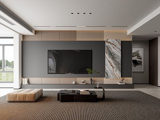 现代黑白灰客餐厅厨房