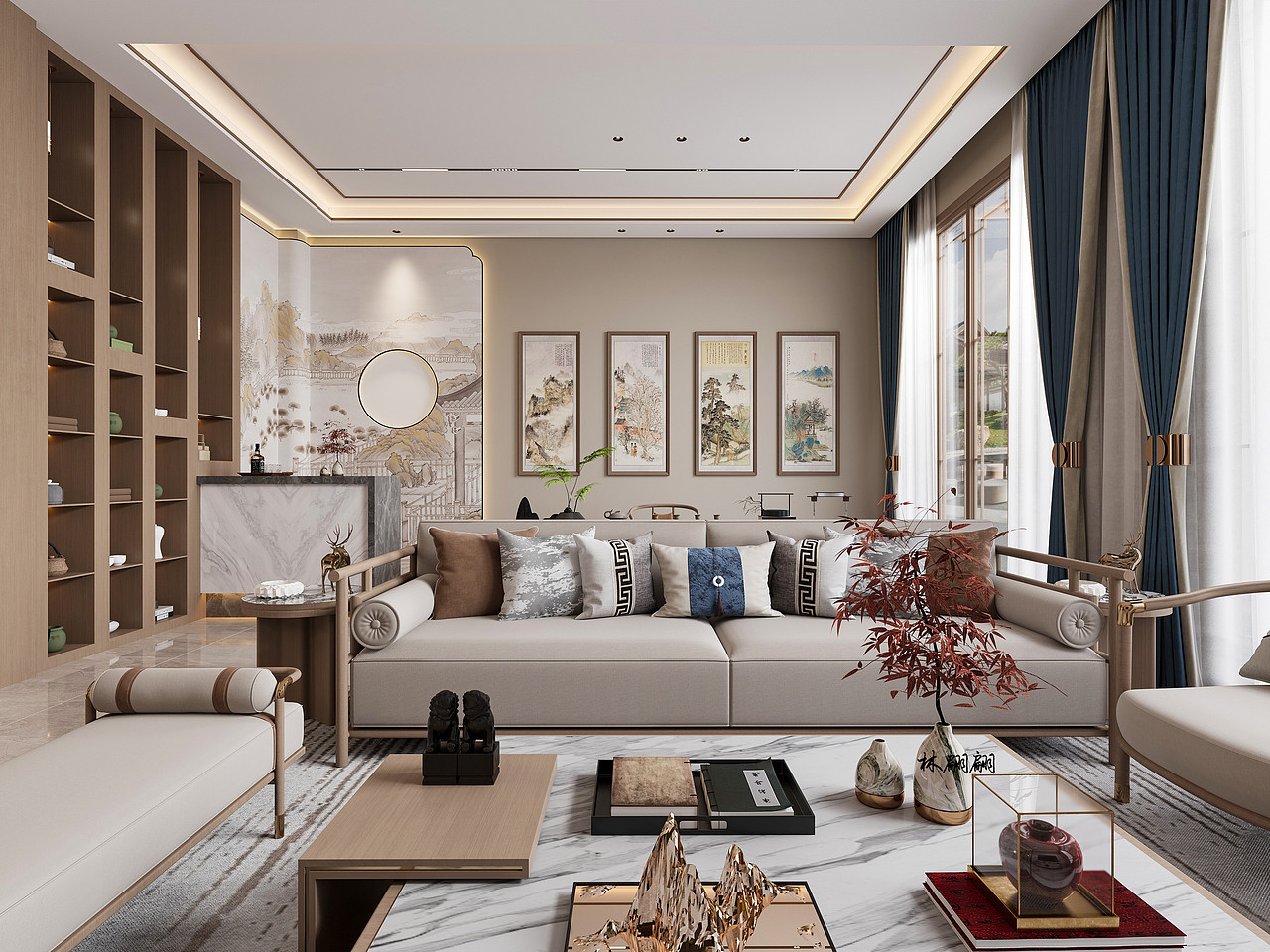 新中式别墅分享|东方摩登，雅韵悠长