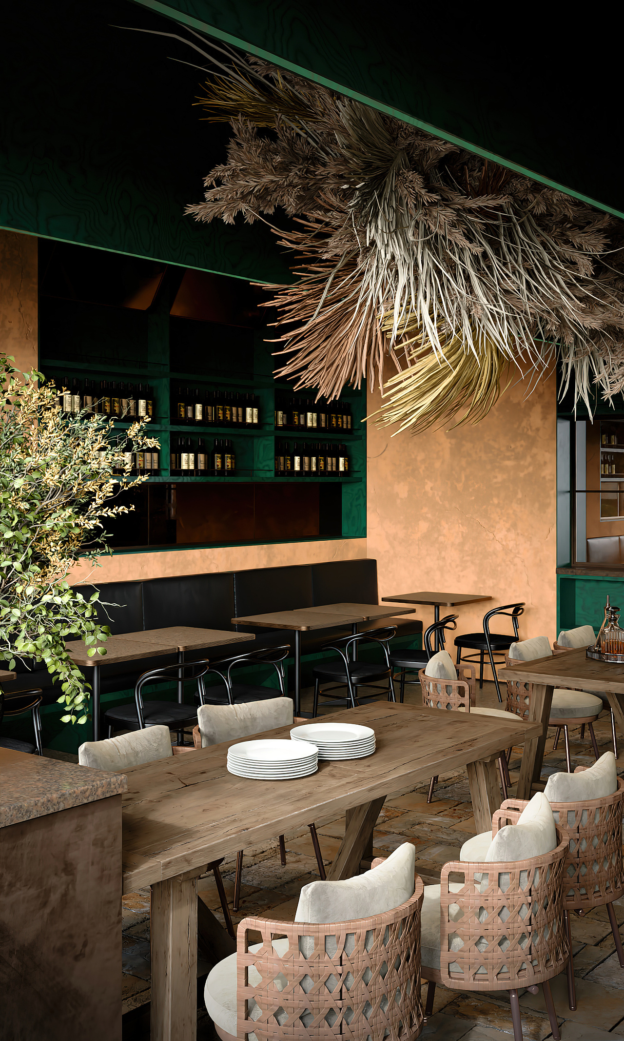 餐饮空间设计|高级东南亚复古风餐厅空间（图ZMzc4Mjc5MzI0） - 酒店餐饮设计 - 站酷设计师创乂元视觉设计原创素材 - 站酷ZCOOL