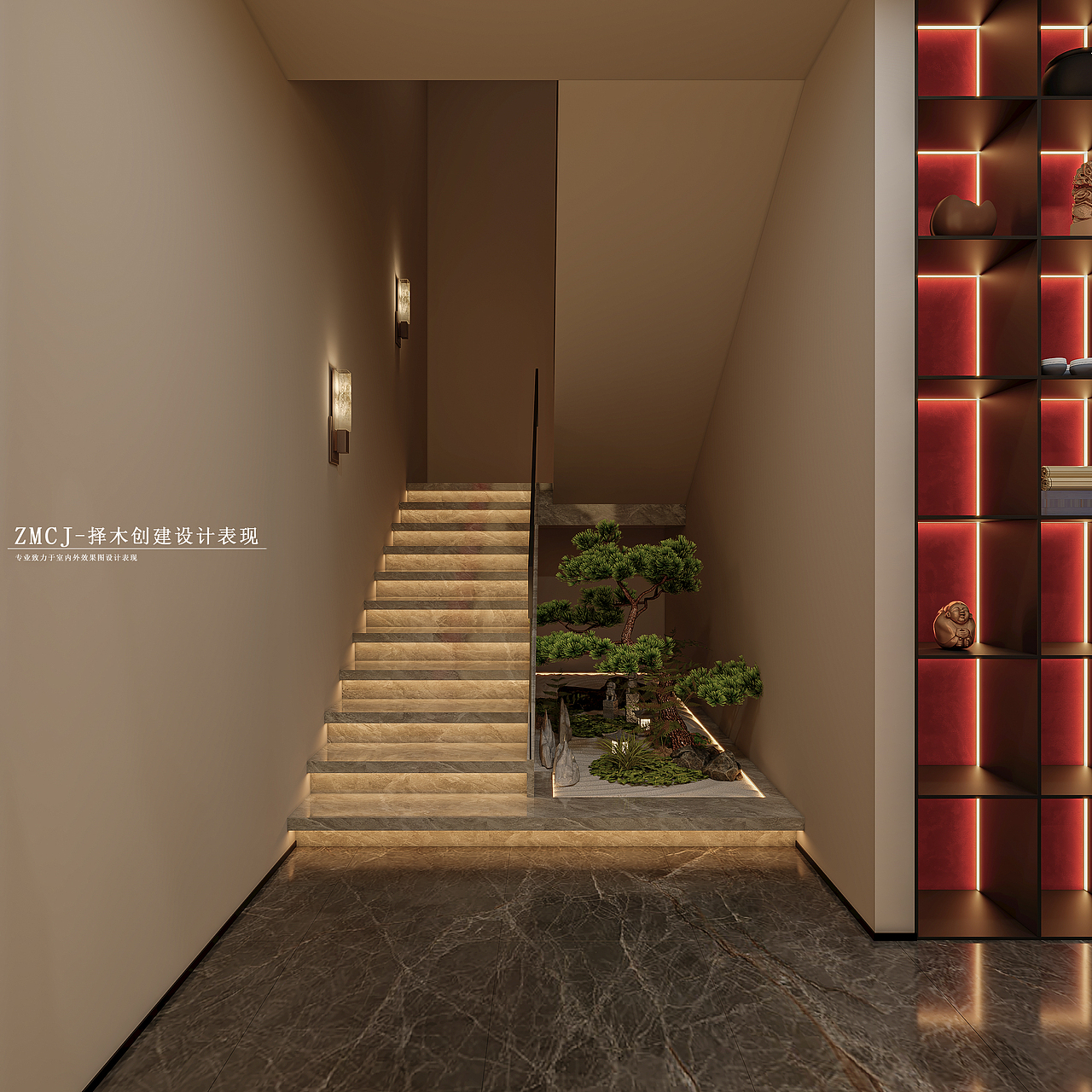 新中式私人会所—择木创建新晨效果图