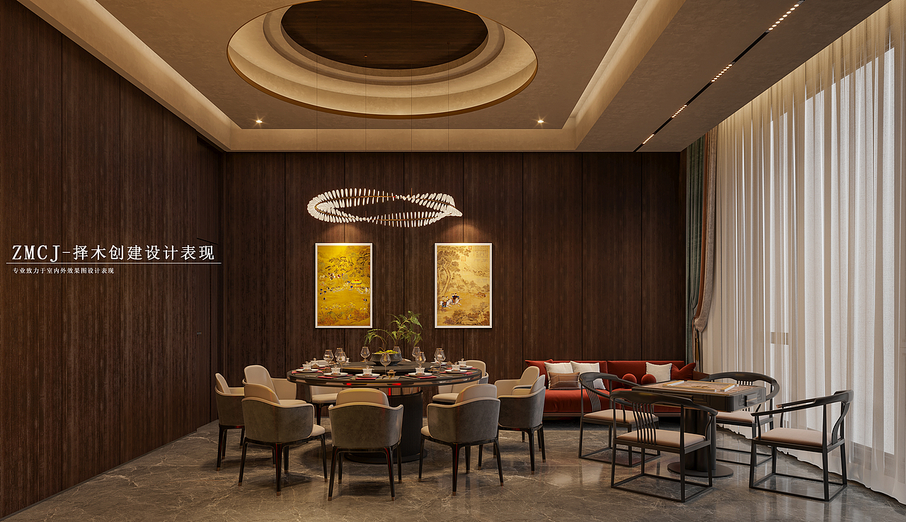 新中式私人会所—择木创建新晨效果图