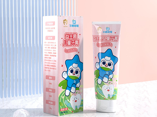 华素呵呵 益生菌儿童牙膏包装设计