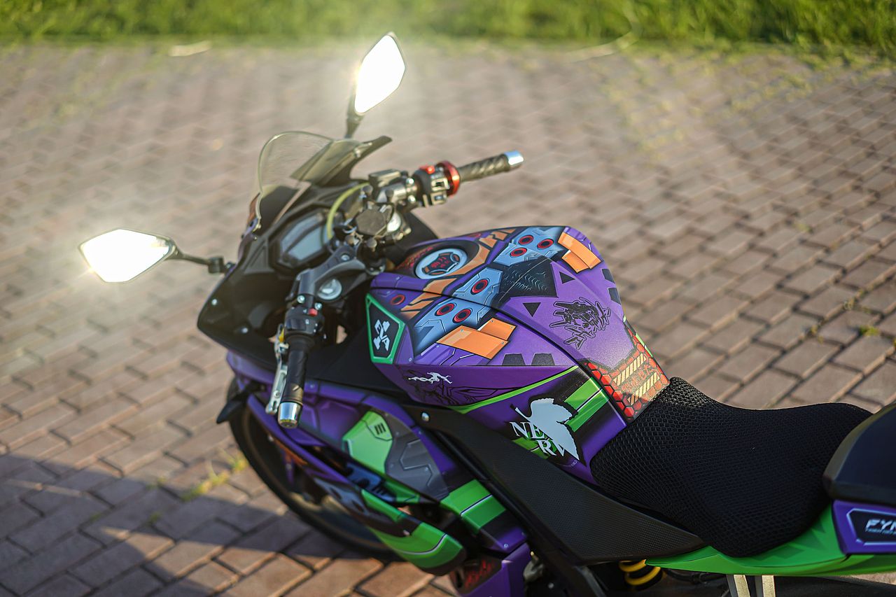 初号机EVA-01-飞鹰R25机车版画涂装定制实拍