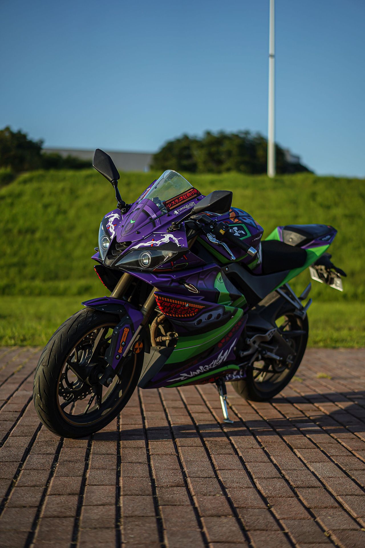 初号机EVA-01-飞鹰R25机车版画涂装定制实拍