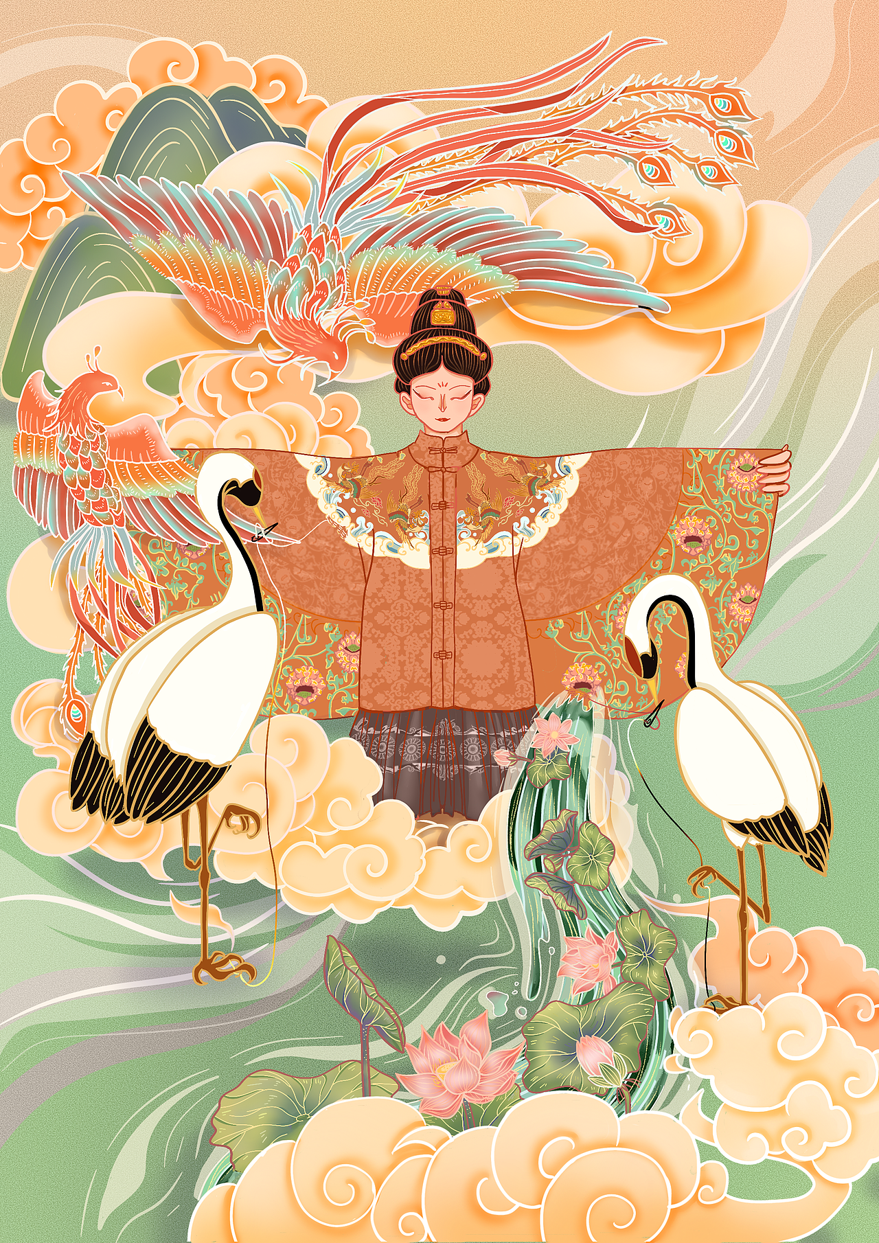 国潮插画|非遗系列|南京云锦--寸金寸锦