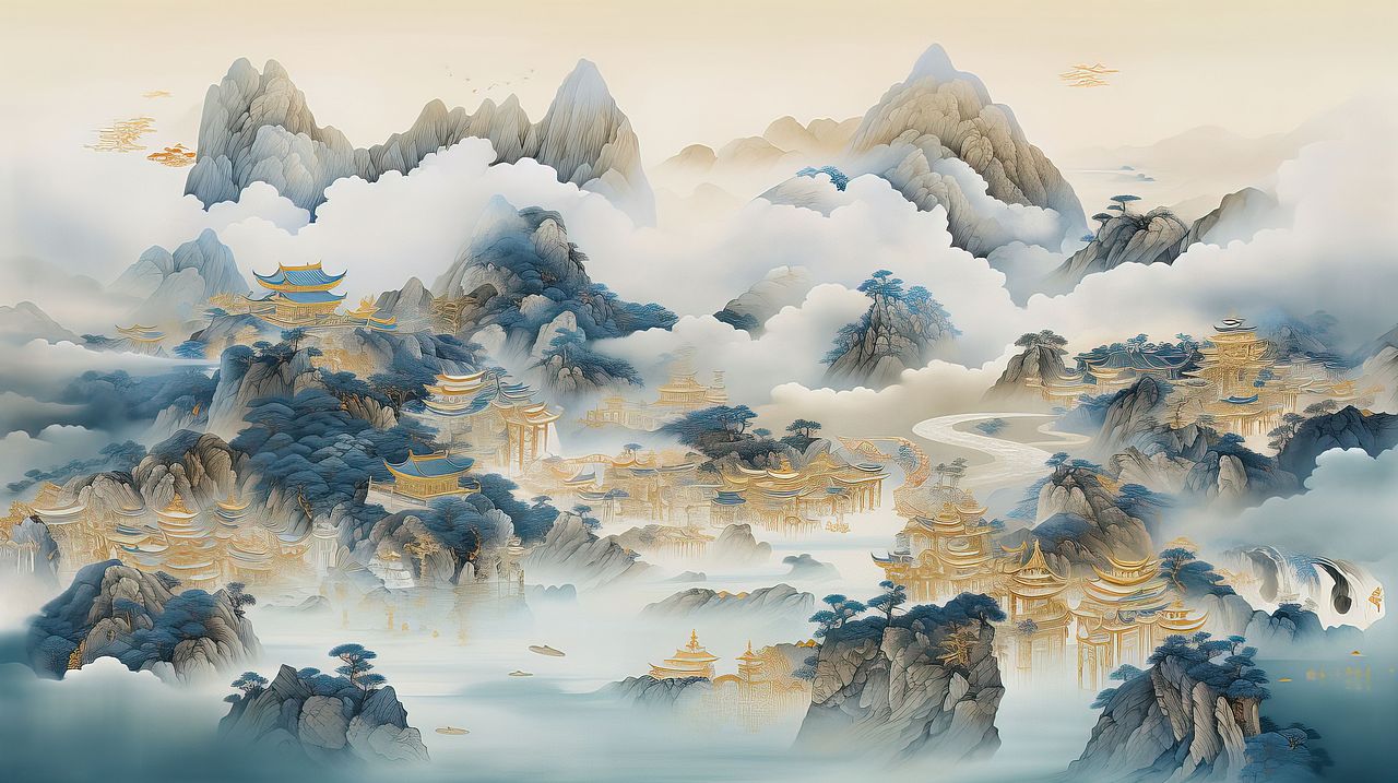 大美国风新中式山水国潮壁纸（图ZMzc4MzQyMDU2） - AI作品 - 站酷设计师WfWekG62Bj原创素材 - 站酷ZCOOL