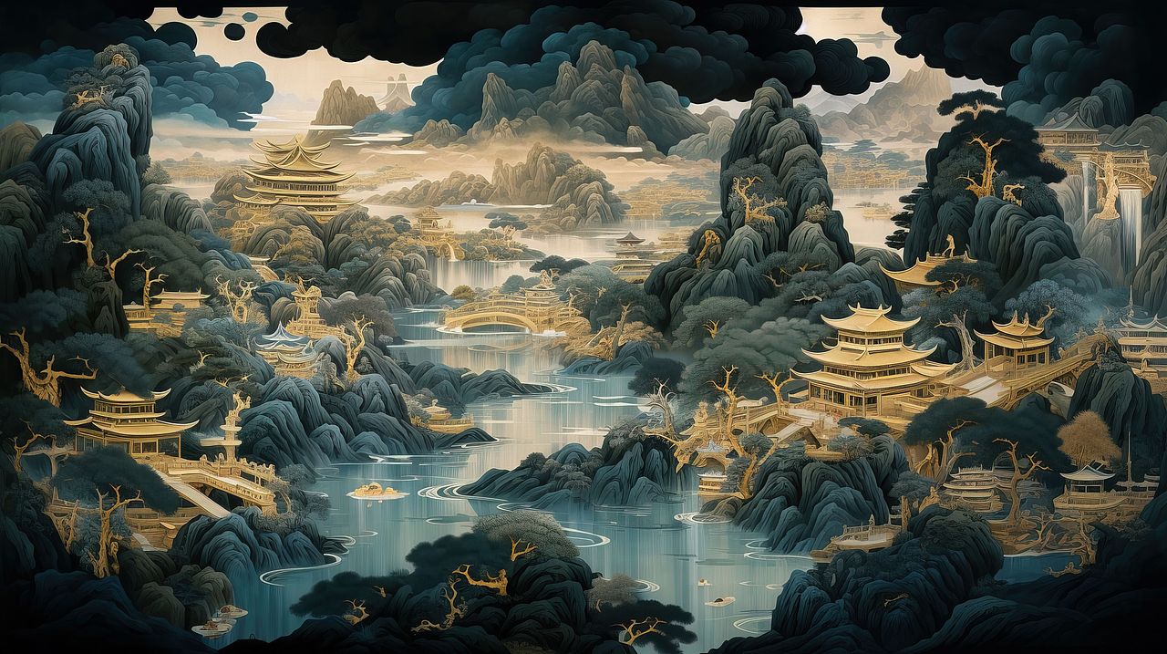 大美国风新中式山水国潮壁纸（图ZMzc4MzQyMDY4） - AI作品 - 站酷设计师WfWekG62Bj原创素材 - 站酷ZCOOL