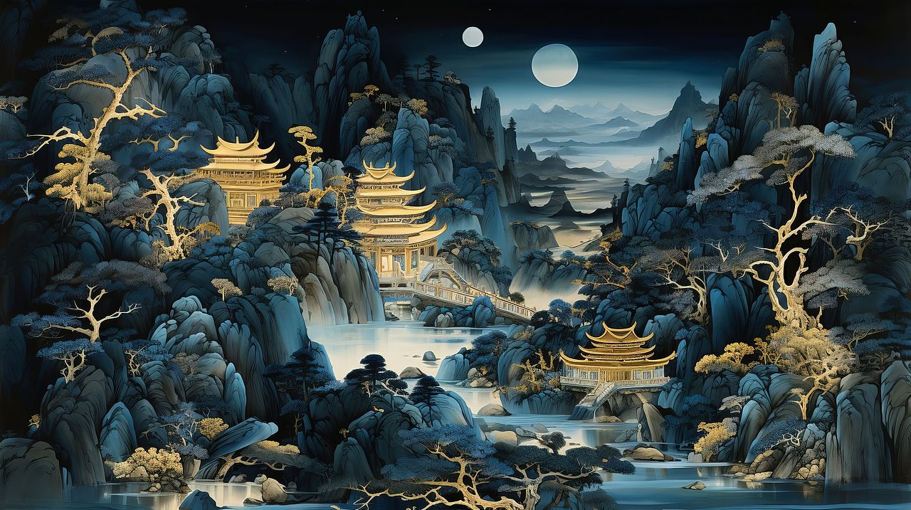 大美国风新中式山水国潮壁纸（图ZMzc4MzQyMDUy） - AI作品 - 站酷设计师WfWekG62Bj原创素材 - 站酷ZCOOL