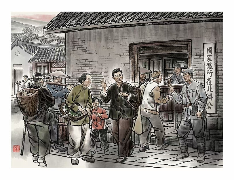 国家银行汝城旧址陈列馆-展馆画、层板画、博物馆（图ZMzc4MzQ2NjA0） - 绘画 - 站酷设计师杨越绘画原创素材 - 站酷ZCOOL