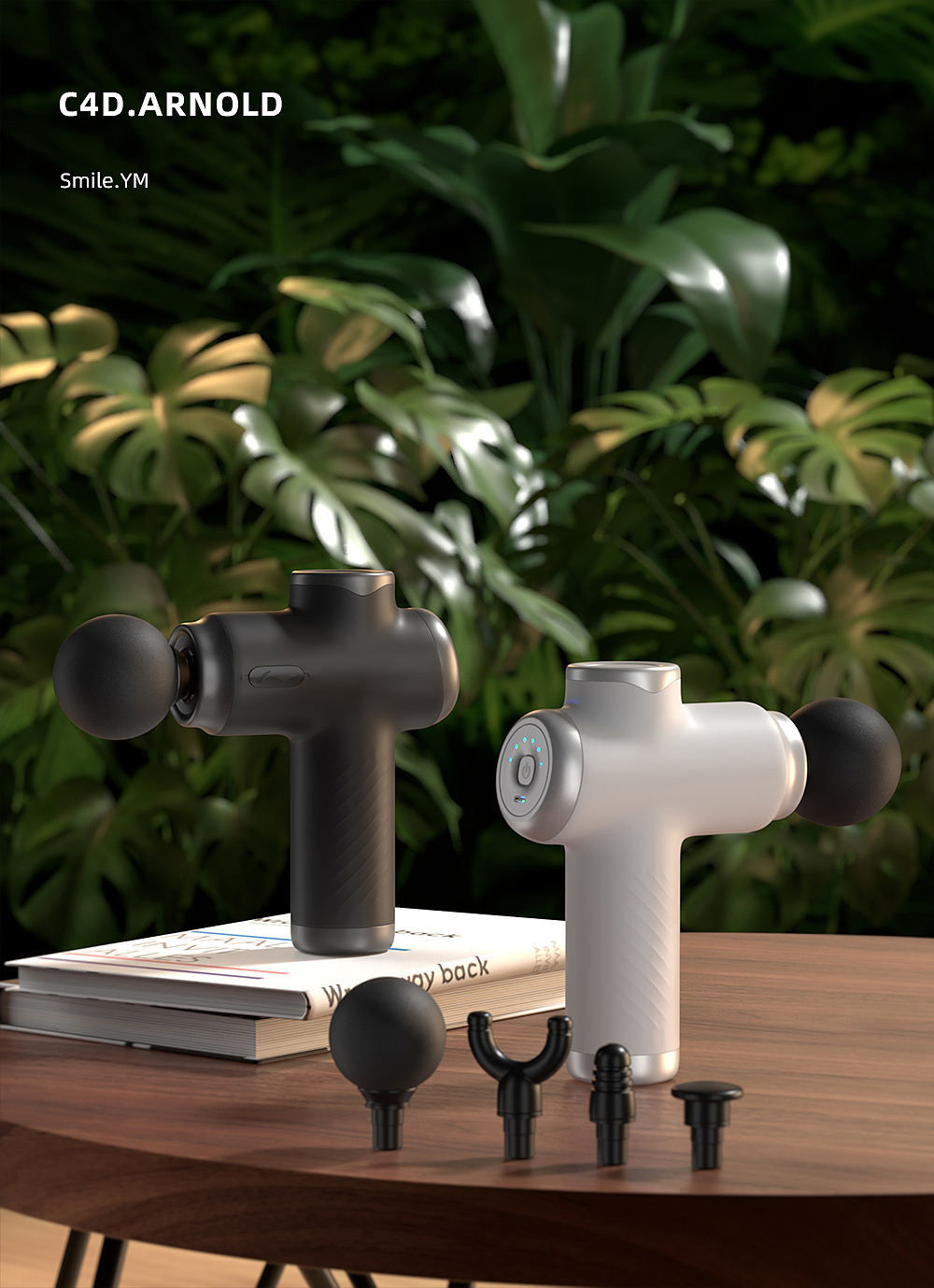 健身器材│李宁筋膜枪│C4D产品建模渲染