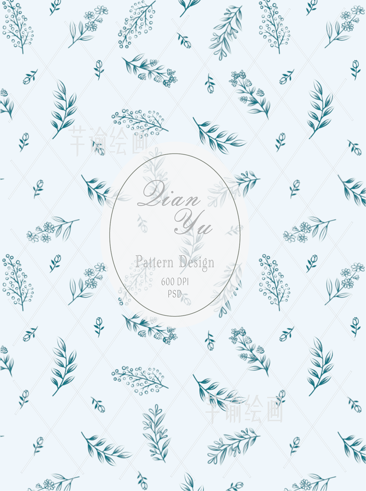 碎花叶 原创家纺图案设计 图案设计