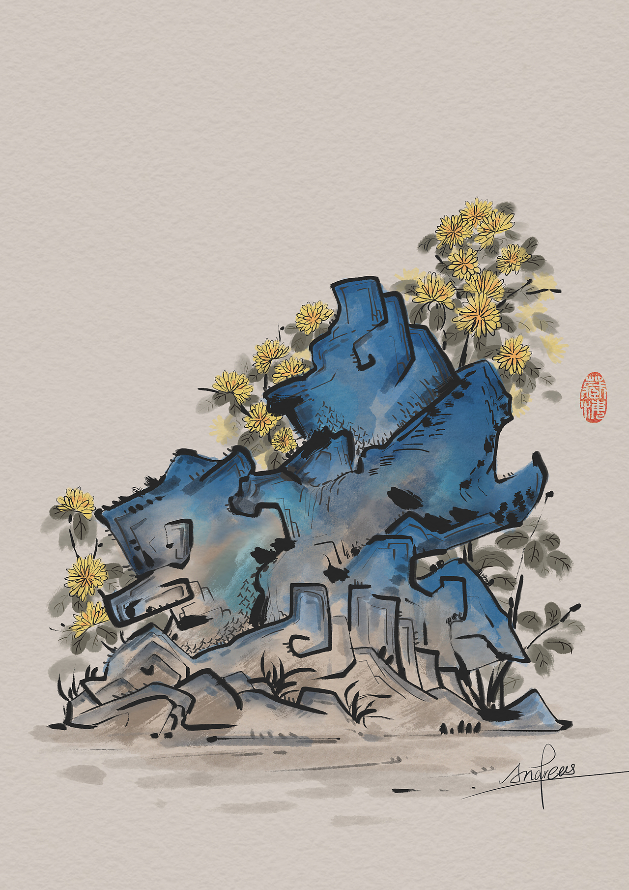 摸鱼-石头过程（图ZMzc4MzY5NzA0） - 创作习作 - 站酷设计师藏海Andreas原创素材 - 站酷ZCOOL