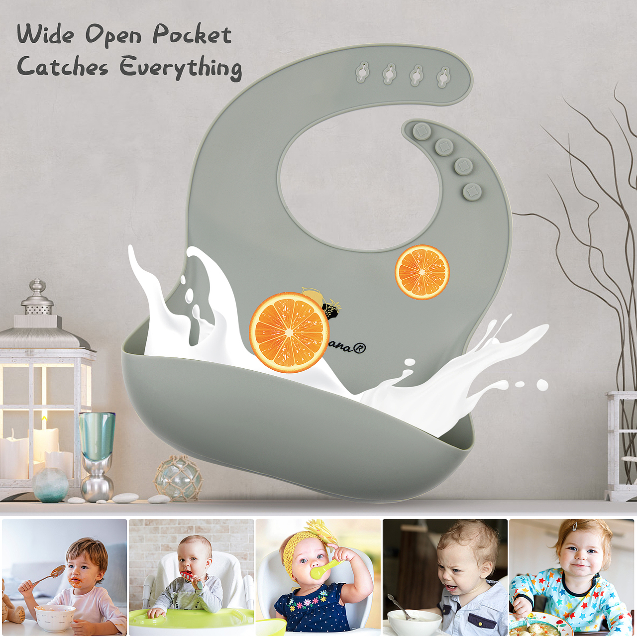 宝宝硅胶围兜--亚马逊主图