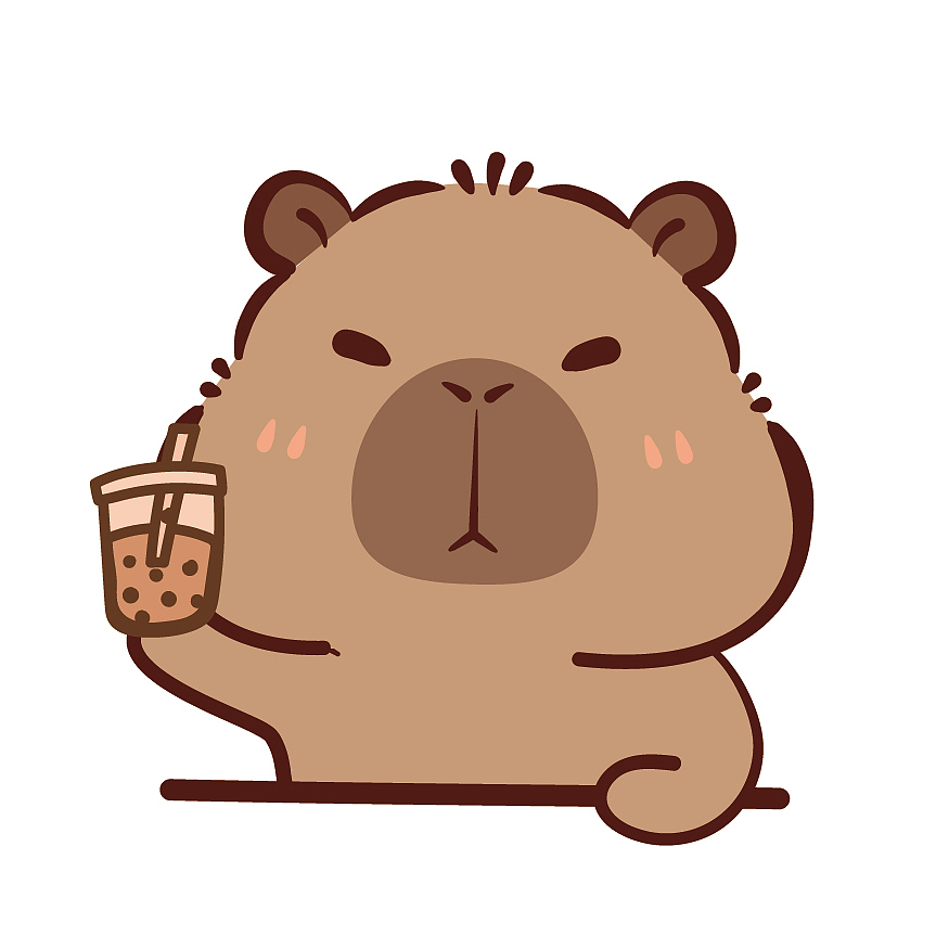 卡皮巴拉水豚萌萌原创矢量插画表情包卡通可爱