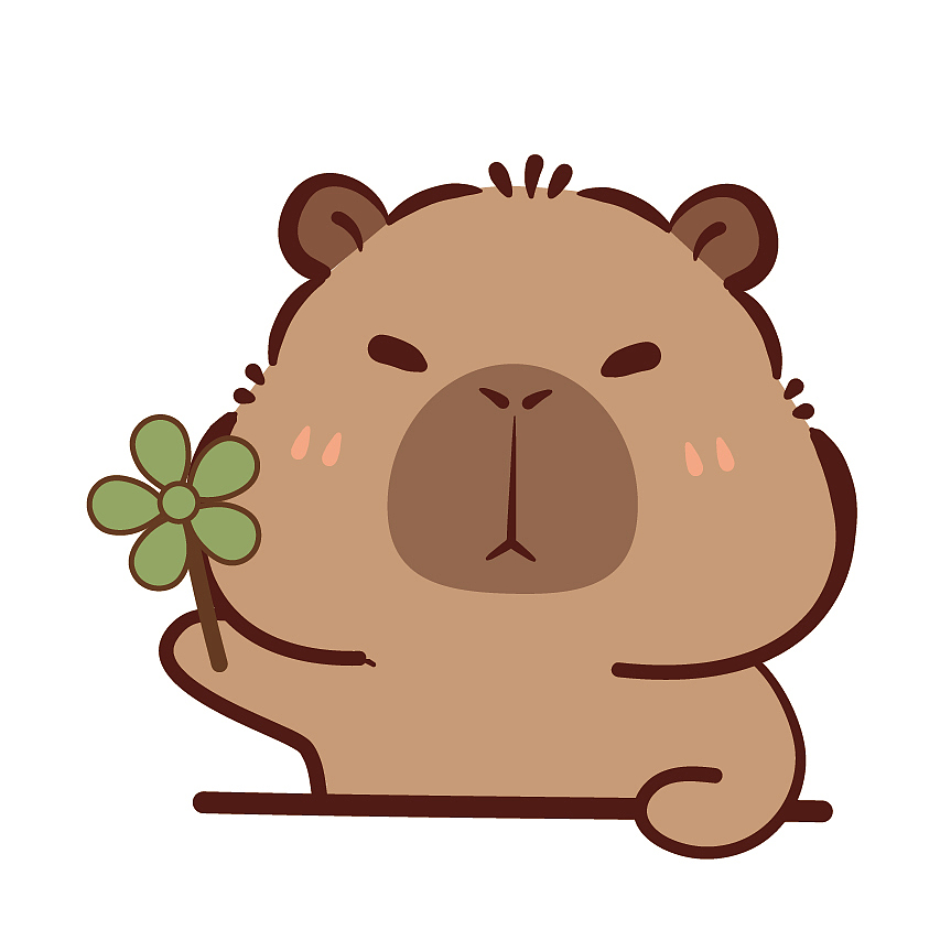 卡皮巴拉水豚萌萌原创矢量插画表情包卡通可爱