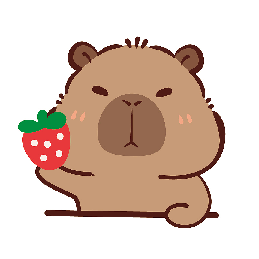 卡皮巴拉水豚萌萌原创矢量插画表情包卡通可爱