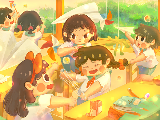 课间时光 儿童插画