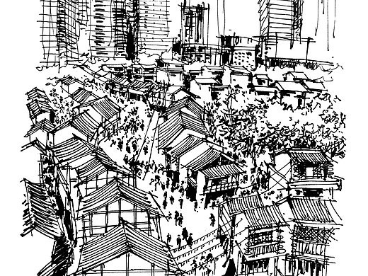 重庆解放碑  杨林速写