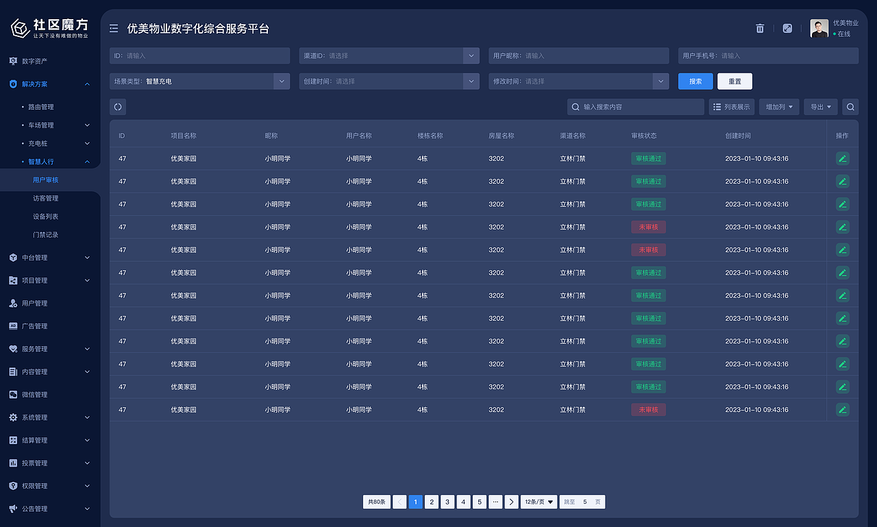 物业后台管理系统(深色)