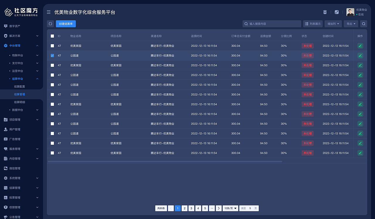 物业后台管理系统(深色)