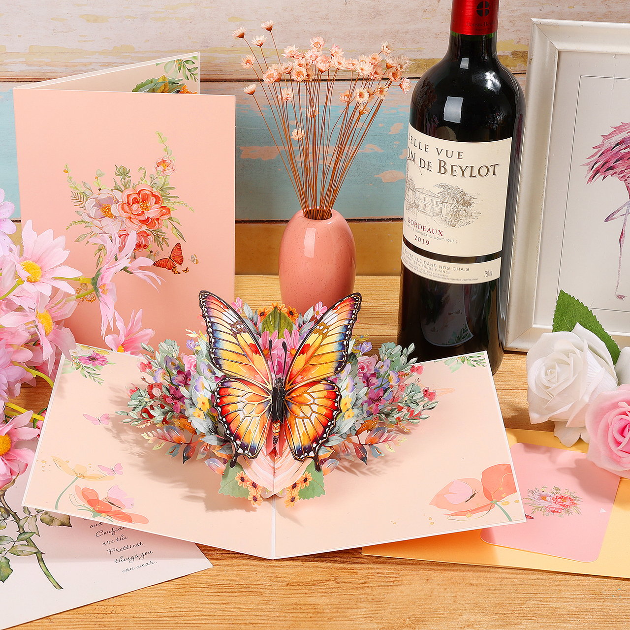 亚马逊套图设计-蝴蝶贺卡-蜂鸟贺卡-荷花贺卡