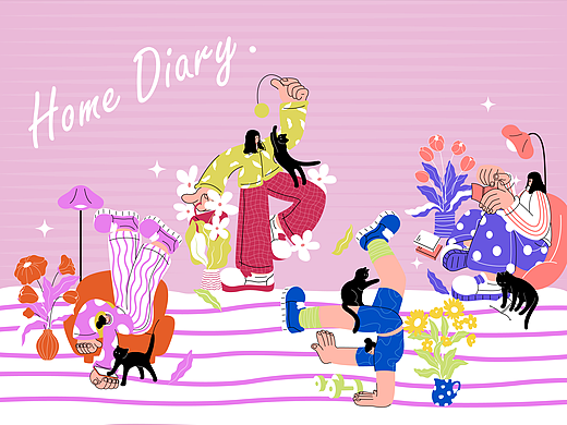 《宅家日记》主题手机壳插画设计