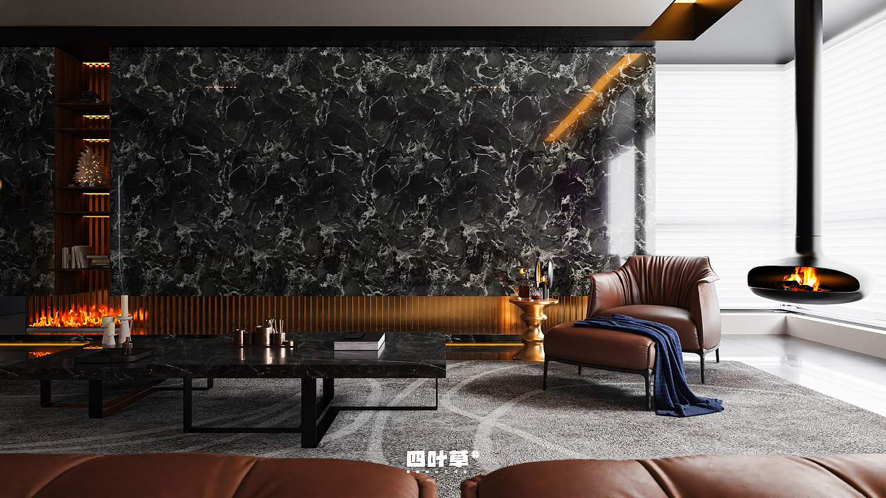 四叶草Club | 轻奢风休闲椅渲染案例*2