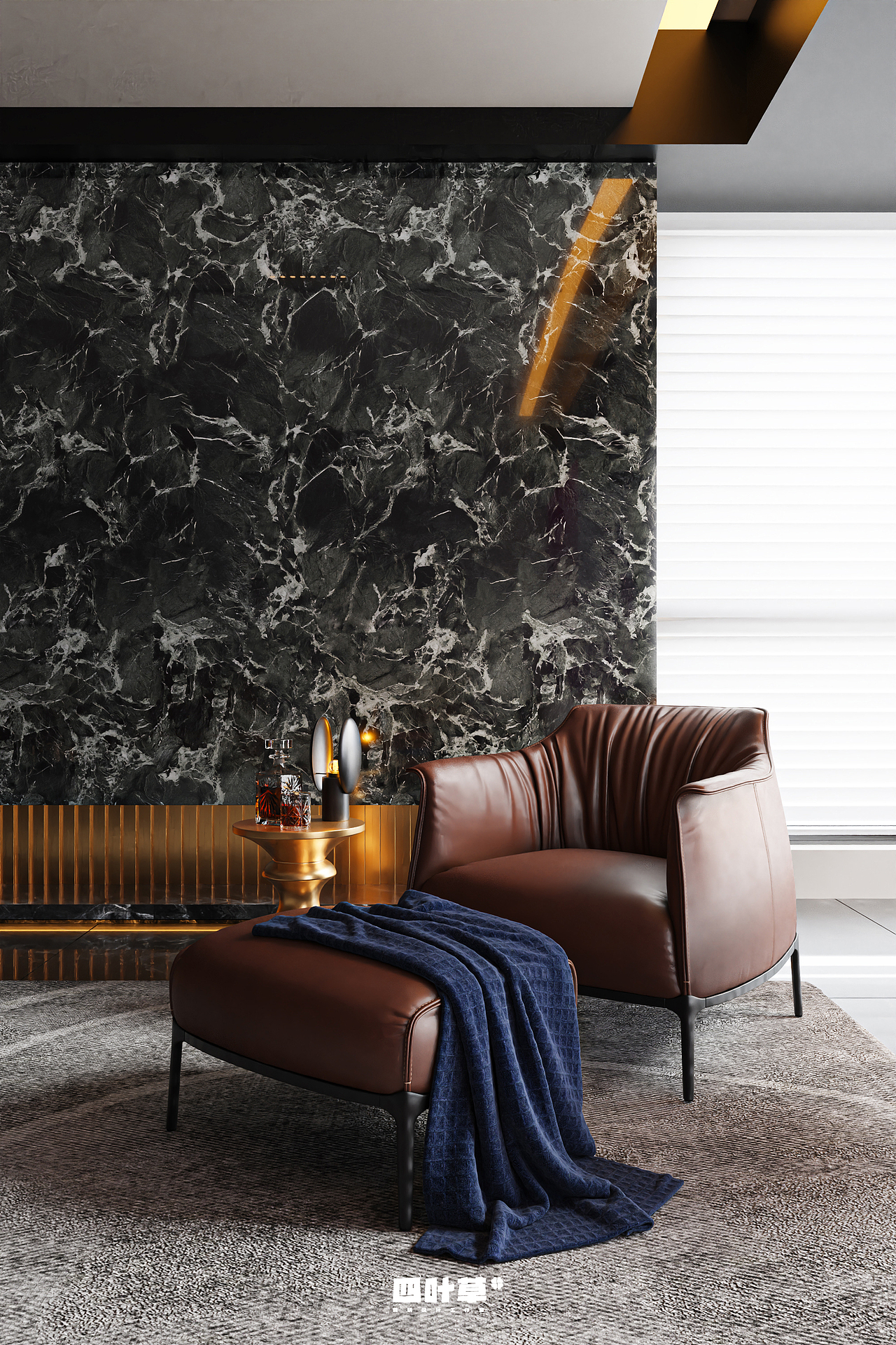 四叶草Club | 轻奢风休闲椅渲染案例*2