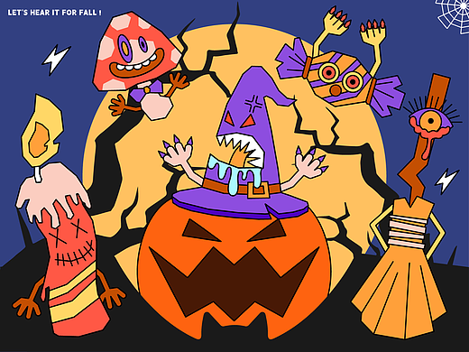 万圣节主题插画的一些小创意🎃🕯️🍄🍬🧹