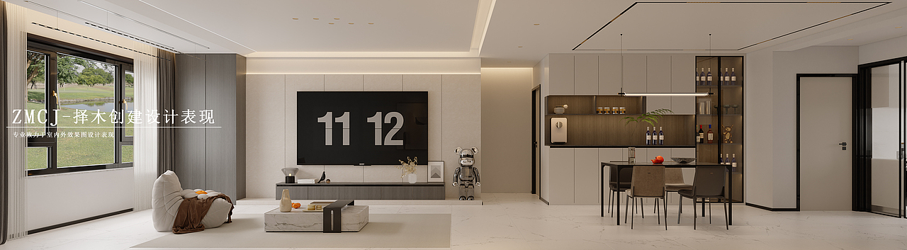 现代简约客餐厅主卧