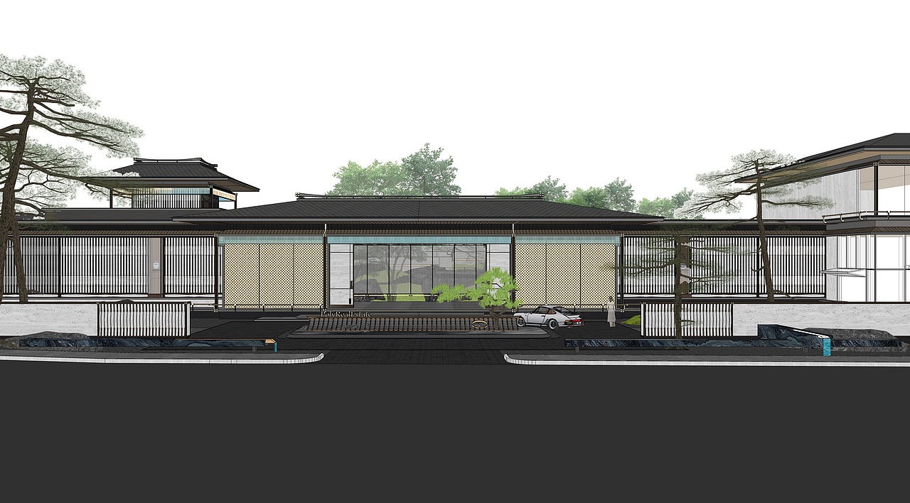 保利新中式示范区景观SU模型下载（图ZMzc4NzAzMTA0） - 景观设计 - 站酷设计师素模网原创素材 - 站酷ZCOOL