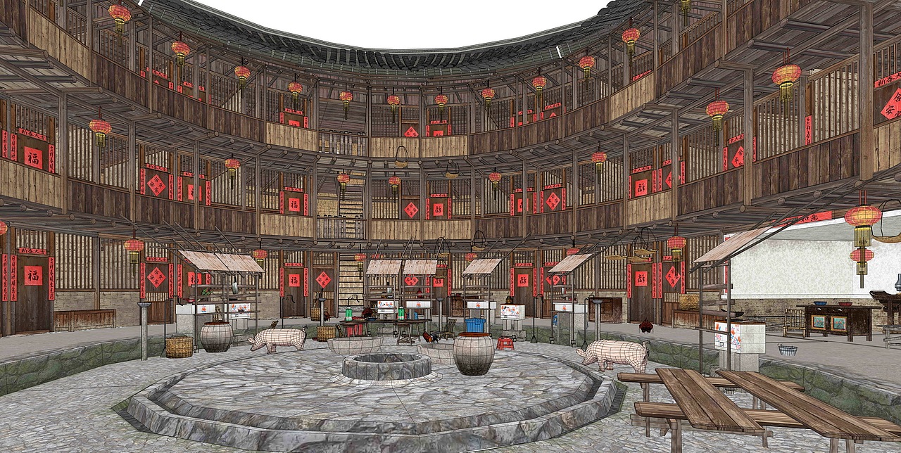 福建南靖土楼文昌楼SU模型下载