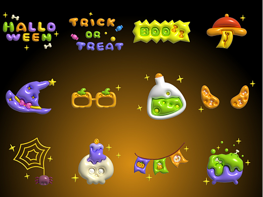 万圣节主题3D膨胀贴纸