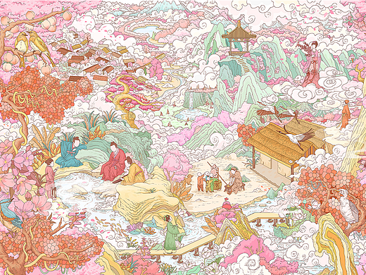 桃源仙境系列插画