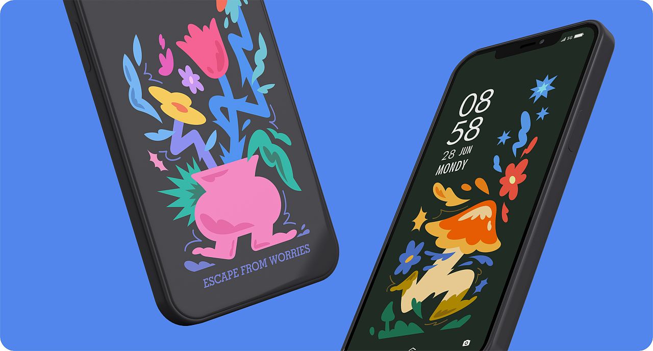 [逃跑植物]系列-手机壳设计（图ZMzc4ODU0ODAw） - 商业插画 - 站酷设计师睡不醒的大头鱼原创素材 - 站酷ZCOOL