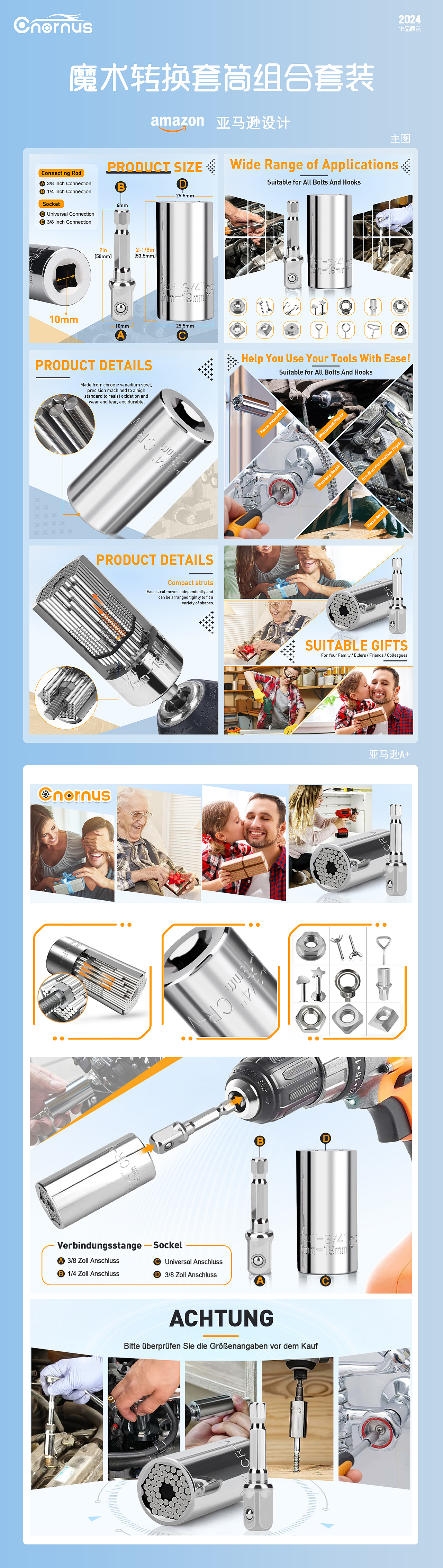 Cnornus 万能套筒亚马逊套图设计