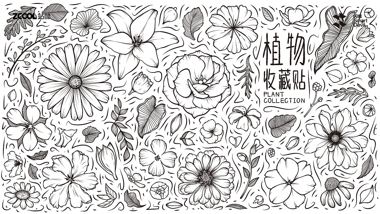 植物收集贴（图ZMzc4ODg0MTk2） - 商业插画 - 站酷设计师歪蹄原创素材 - 站酷ZCOOL