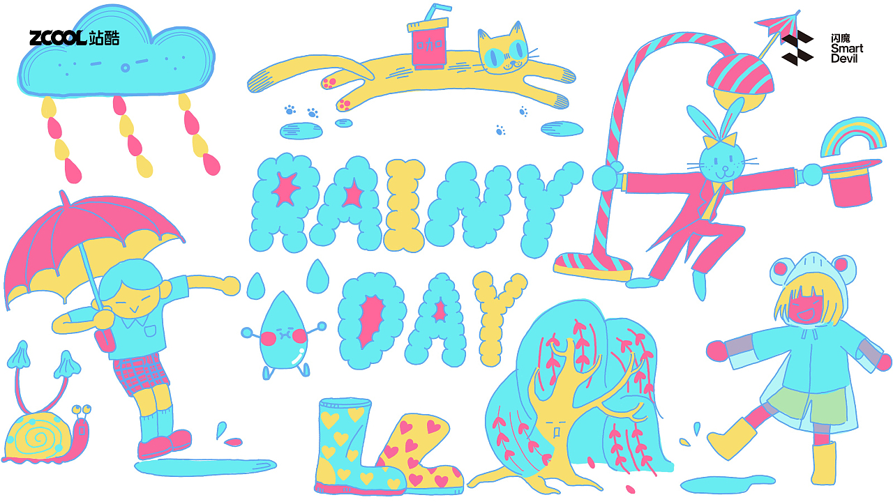 RAINY DAY（图ZMzc4ODk2MTUy） - 商业插画 - 站酷设计师阿月浑子飞走了原创素材 - 站酷ZCOOL
