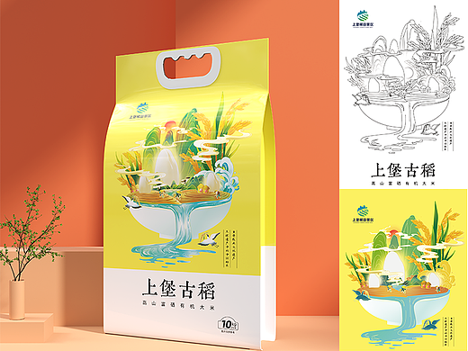 有机大米包装插画（一）