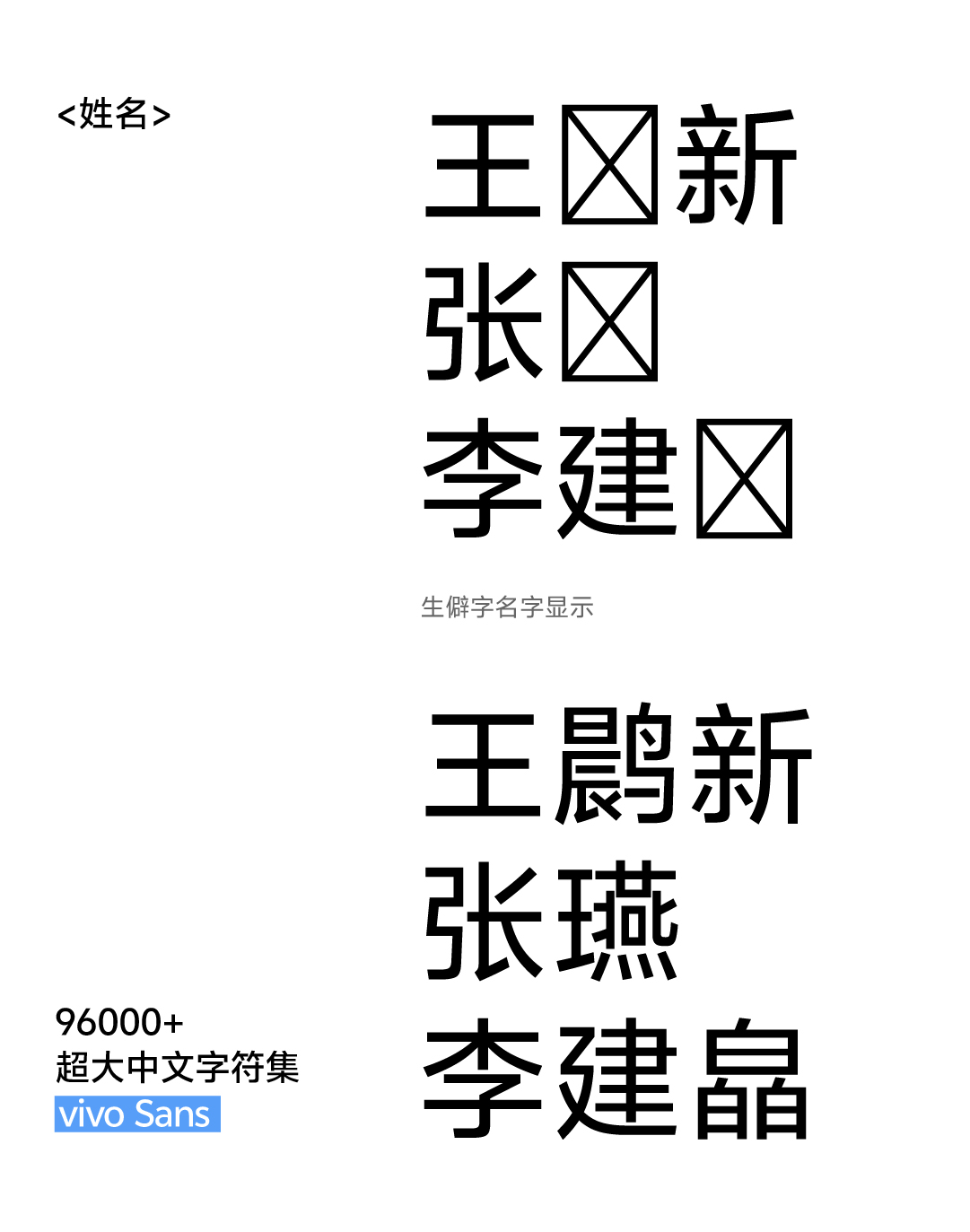 vivo Sans 可满足人名生僻字显示