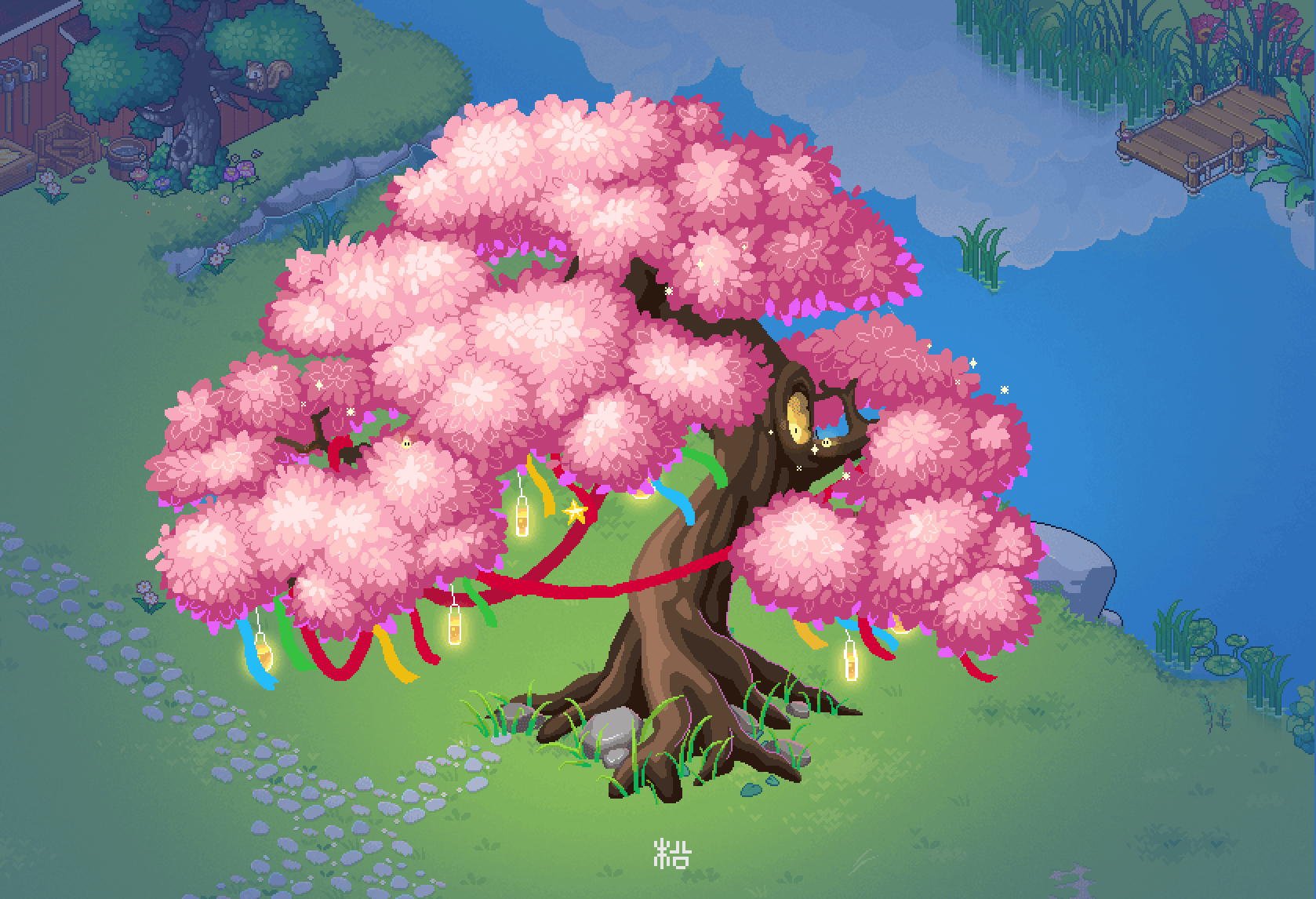 像素动画许愿花树