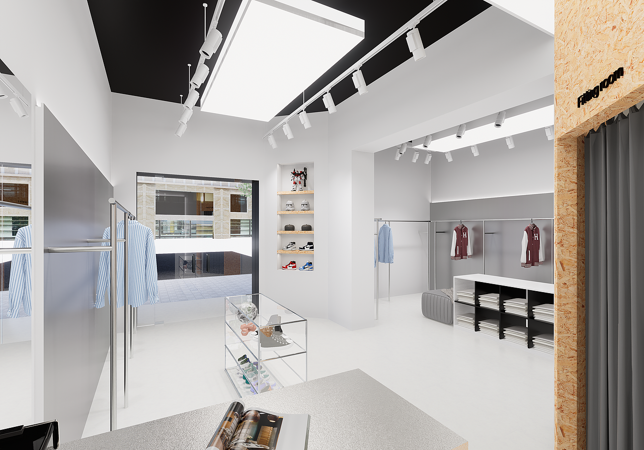 40㎡男装店 —— 欧松板的运用（图ZMzc4OTY4MjU2） - 商业空间设计 - 站酷设计师行野L原创素材 - 站酷ZCOOL
