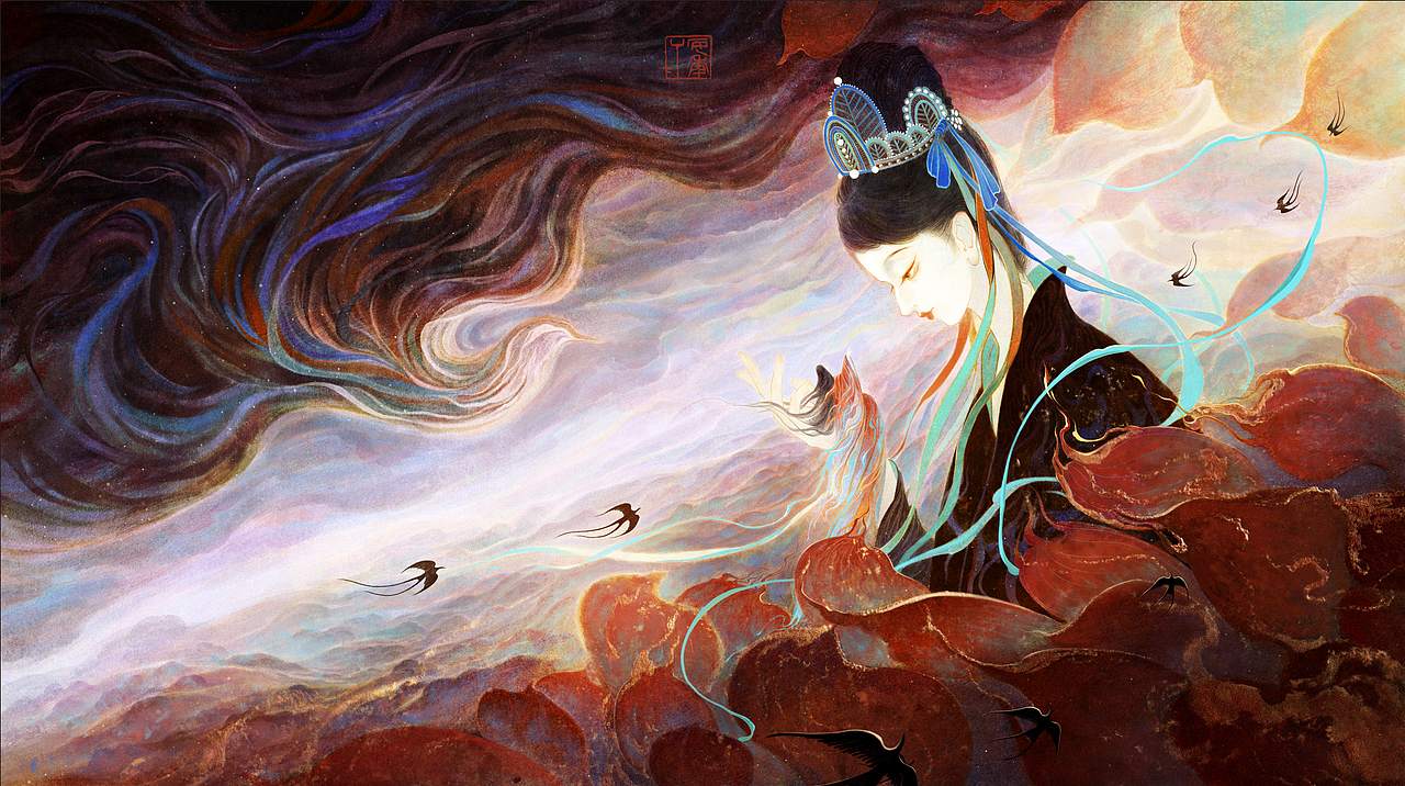 《山海经》玄鸟（图ZMzc4OTY4ODQw） - 商业插画 - 站酷设计师桉年annian原创素材 - 站酷ZCOOL