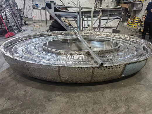 精致细腻不锈钢水波纹涟漪水钵 金属异形艺术水钵定制