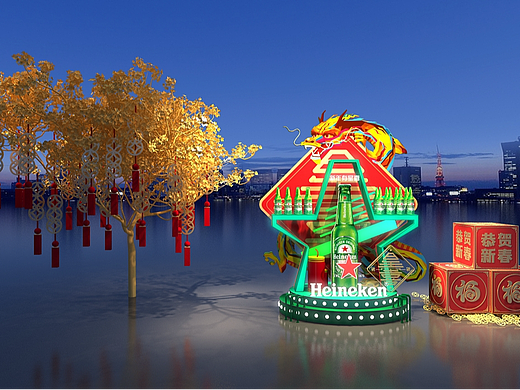 喜力堆头3D效果图