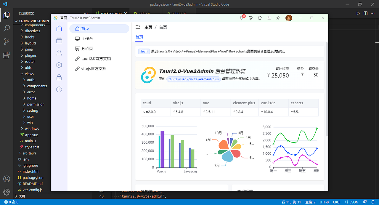 vue3+tauri2.x客户端后台系统模板