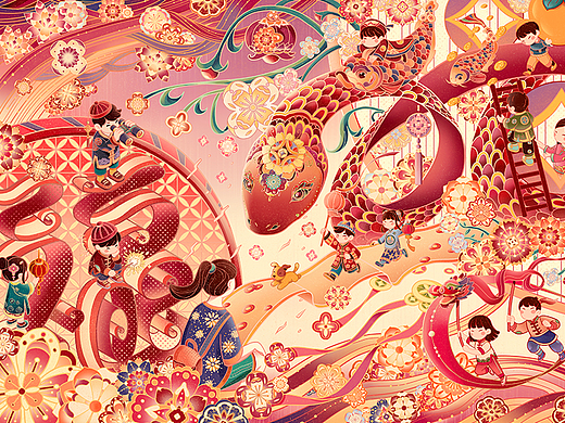 2025蛇年插画|新年KV|灵蛇贺岁图